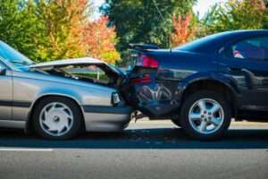 A two vehicle fender bender where owners may need a lawyer